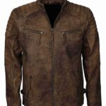 Men Cafe Racer Distressed Leather Jacket USA