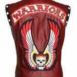 Men Maroon Leather Vest The Warriors Costume