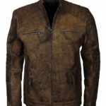 Morpheus Quilted Biker Distressed Leather Jacket men