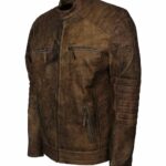 Morpheus Quilted Biker Distressed Leather Jacket USA