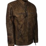 Morpheus Quilted Biker Distressed Leather Jacket Online