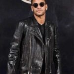 Neymar Phython Black Leather Jacket