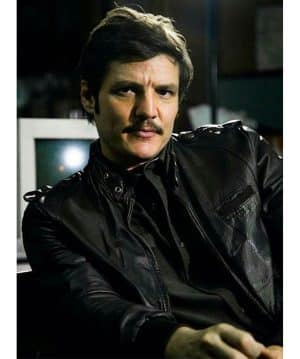 Pedro Pascal Narcos Season 2 Black Leather Jacket outfit