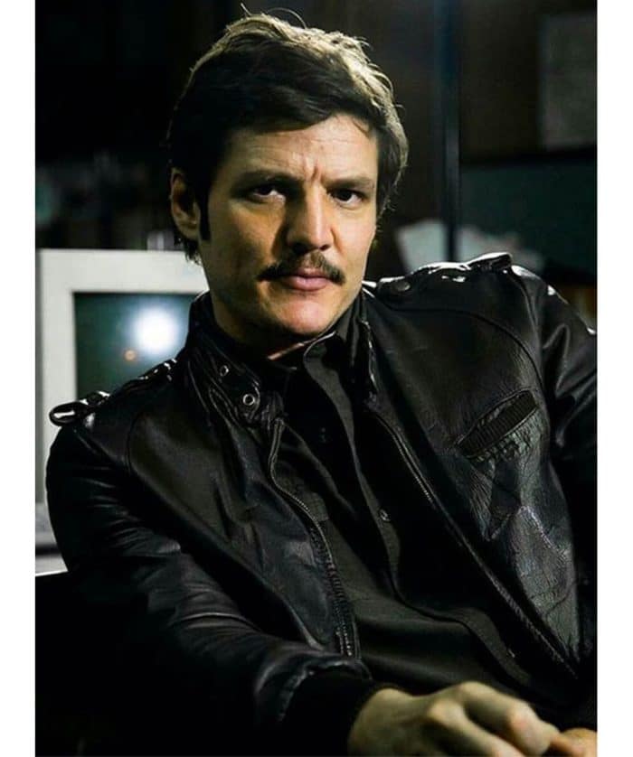 Pedro Pascal Narcos Season 2 Black Leather Jacket outfit
