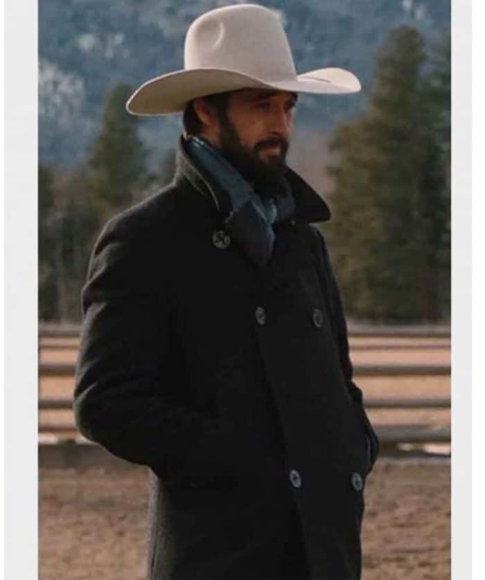 Ryan Bingham Yellowstone Walker Black Wool Peacoat