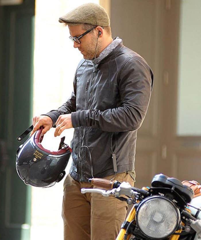 Ryan Reynolds Brown Biker Leather Jacket