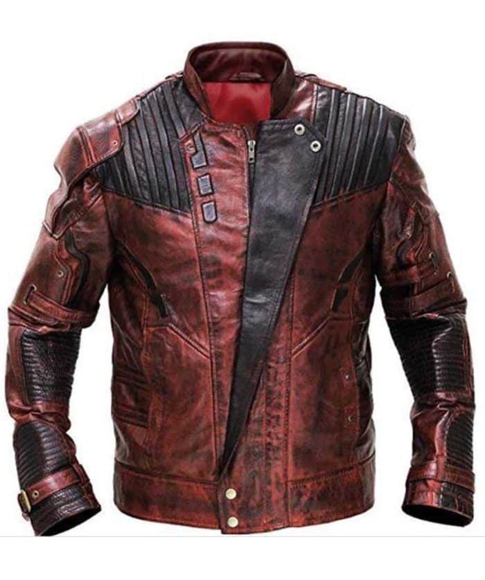 Guardians of the Galaxy 2 Star Lord Chris Pratt Maroon Real Leather Jacket