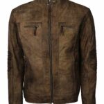 Tryphone Brown Distressed Leather Jacket