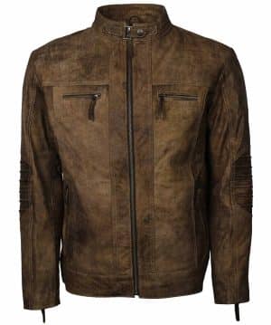 Tryphone Brown Distressed Leather Jacket