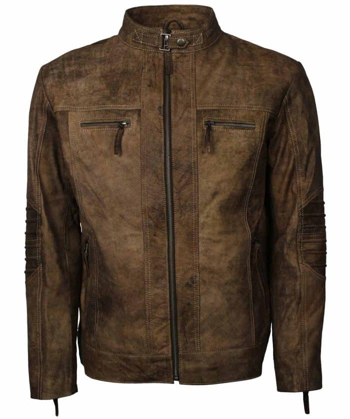 Tryphone Brown Distressed Leather Jacket