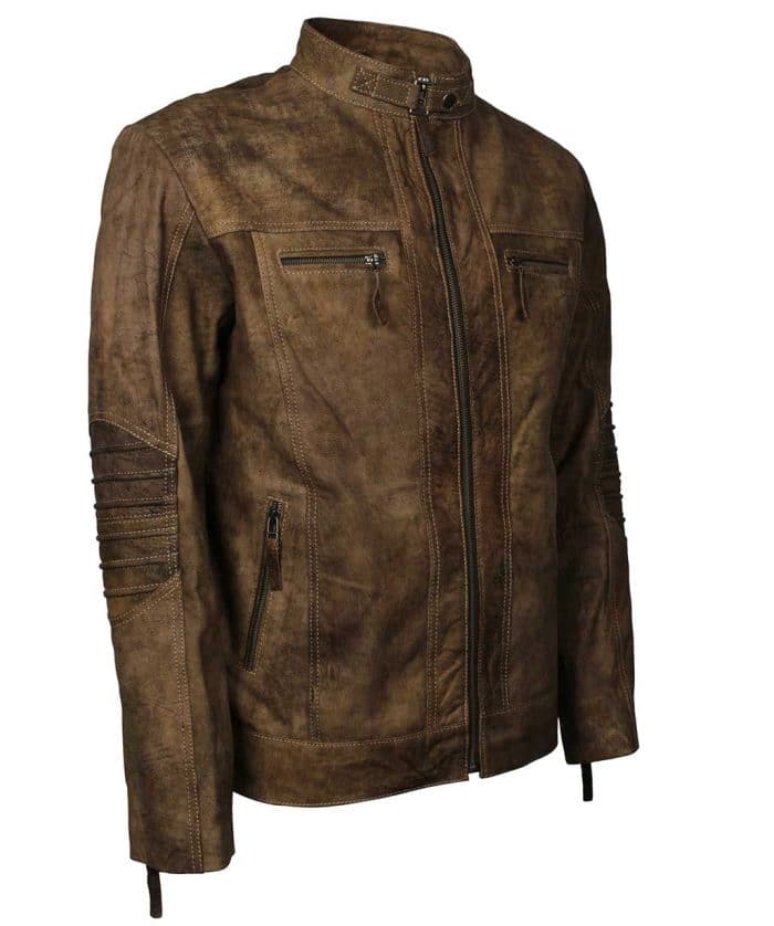 Tryphone Brown Distressed Leather Jacket - USA Leather Factory