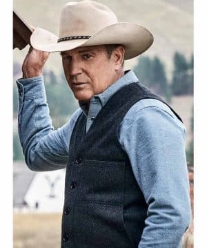 TV Series Yellowstone John Dutton Grey Wool Vest