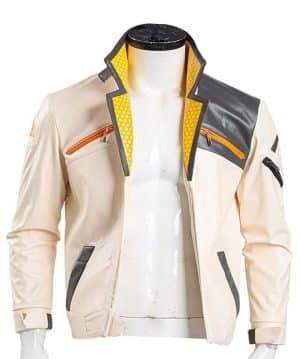 Valorant Phoenix Fiery White Leather Jacket - USA Leather Factory