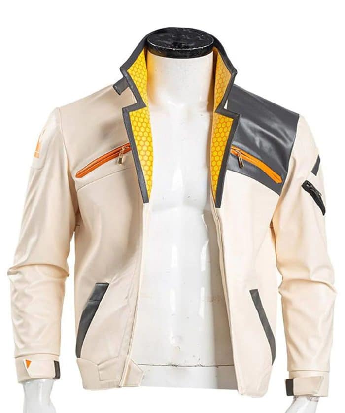 Valorant Phoenix Fiery White Leather Jacket - USA Leather Factory