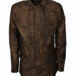 Vintage Distressed Leather Coat for Men