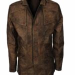 Vintage Distressed Leather Coat