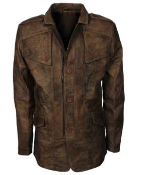 Vintage Distressed Leather Coat