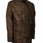 Vintage Distressed Leather Coat for Men
