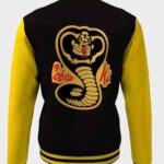 Karate Kid Cobra Kai Black Varsity Jacket with Leather Sleeves