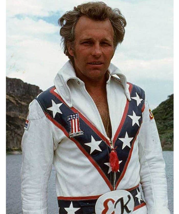 Evel Knievel White Biker Leather Jacket Outfit