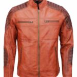 Hand-Waxed Quilted Brown Leather Jacket For Men