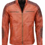 Hand-Waxed Quilted Leather Jacket For Men