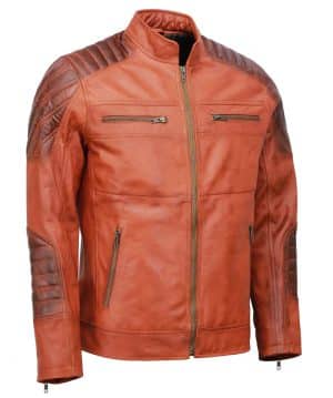 Hand-Waxed Quilted Leather Jacket For Men USA