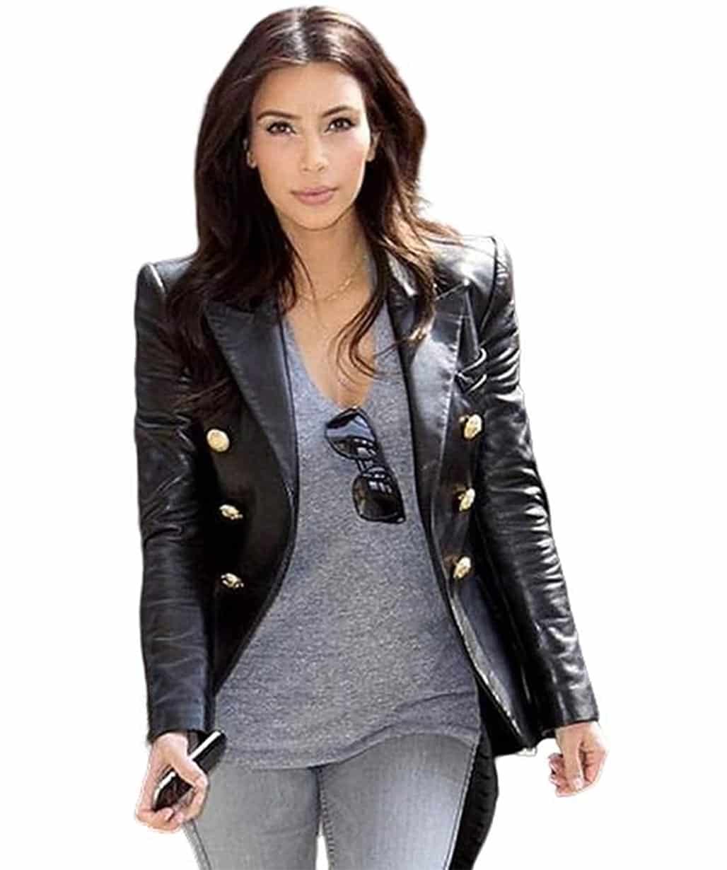 kim-kardashian-double-breasted-leather-blazer