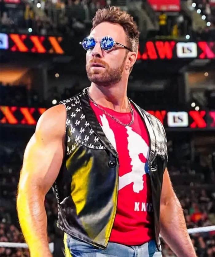 LA Knight WWE Black Leather Vest