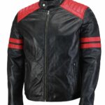Men's Black Biker Lambskin Leather Jacket men