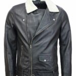 Shop Men's Black Fur Collar Leather Jacket USA