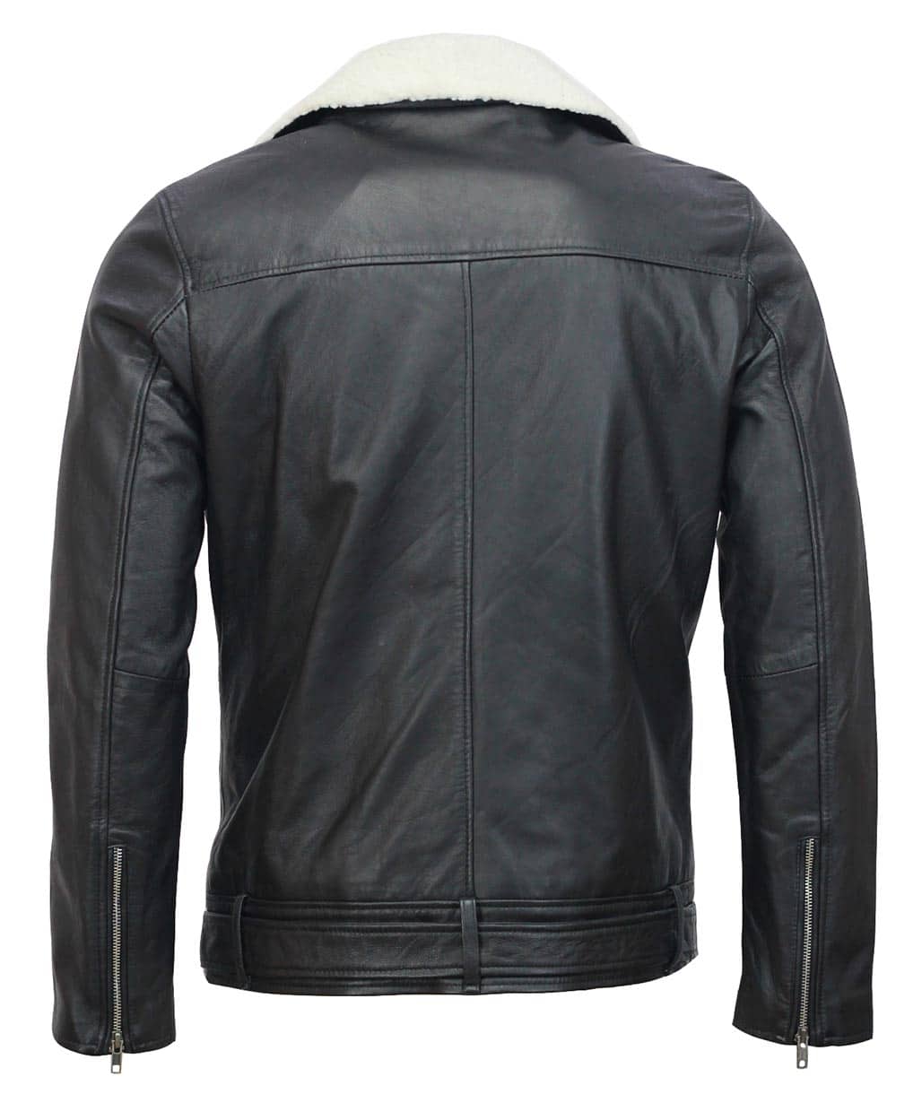 Shop Men's Black Fur Collar Leather Jacket