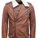 Men's Brown Fur Collar Leather Jacket outfit