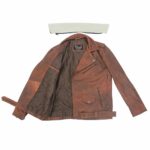 Men Brown Fur Collar Leather Jacket