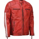 Men's Red Cafe Racer Biker Leather Jacket online