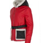 Red and Black Santa Claus Leather Jacket costume for men