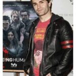 Sam Witwer Black Biker Leather Jacket mens