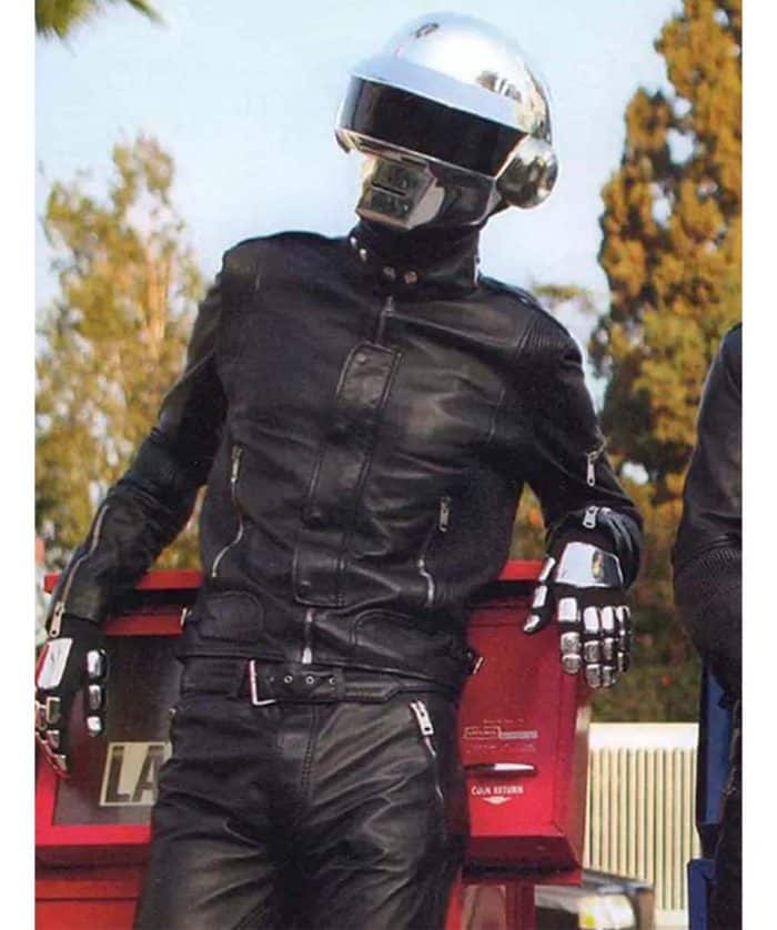 Tiktok Daft Punk Black Leather Jacket
