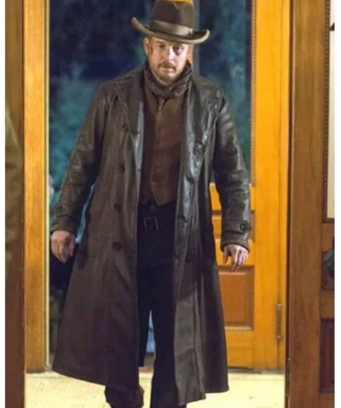 Yellowstone Cole Hauser Black Leather Trench Coat