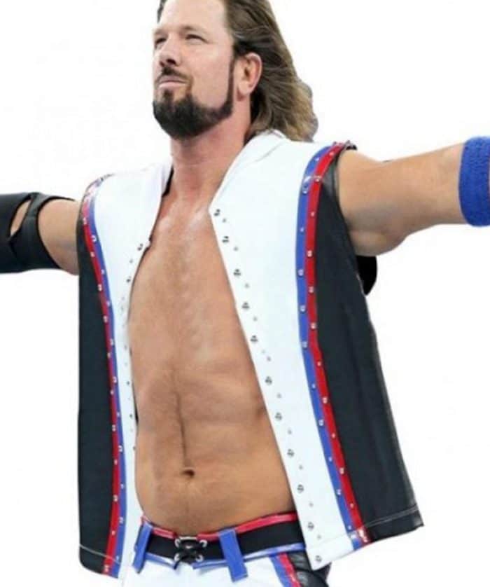 WWE A.J. Styles White Leather Vest Men