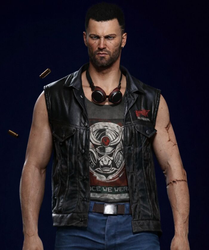 Cyberpunk 2077 V Nomad Black Leather Vest
