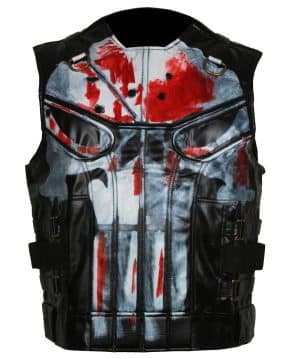 Frank Castle Punisher Black Leather Vest