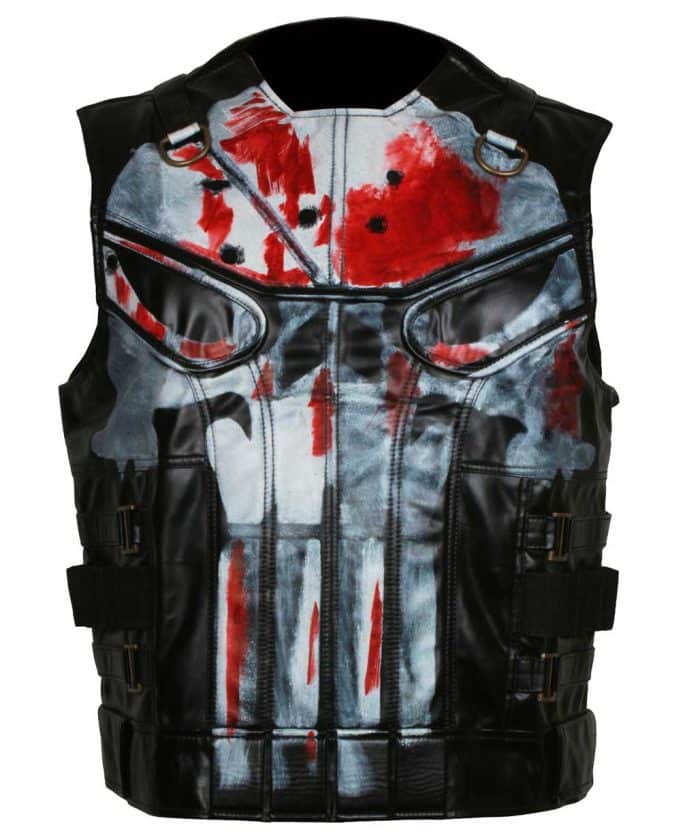 Frank Castle Punisher Black Leather Vest