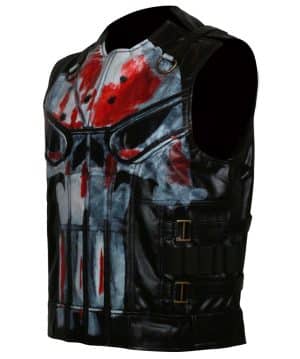 Frank Castle Punisher Black Leather Men Vest