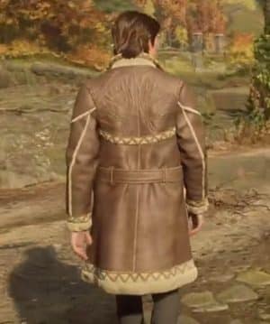 Hogwarts Legacy Shearling Leather Coat Men USA