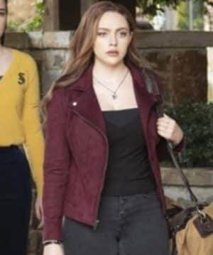 Legacies S01 E16 Hope Mikaelson Maroon Suede Leather Jacket