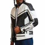 Men White Quilted Leather Jacket Size Men