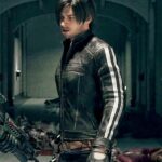 Resident Evil Vendetta Leon Kennedy Distressed Leather Jacket men