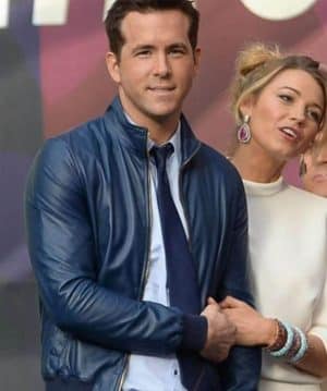 Ryan Reynolds Blue Bomber Leather Jacket