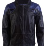 Star Trek Picard Blue Perforated Men Leather Jacket Size 2XL